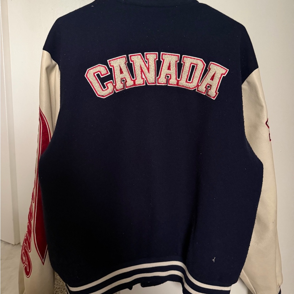 Canada Varsity Jacket Size L - Navy and Cream